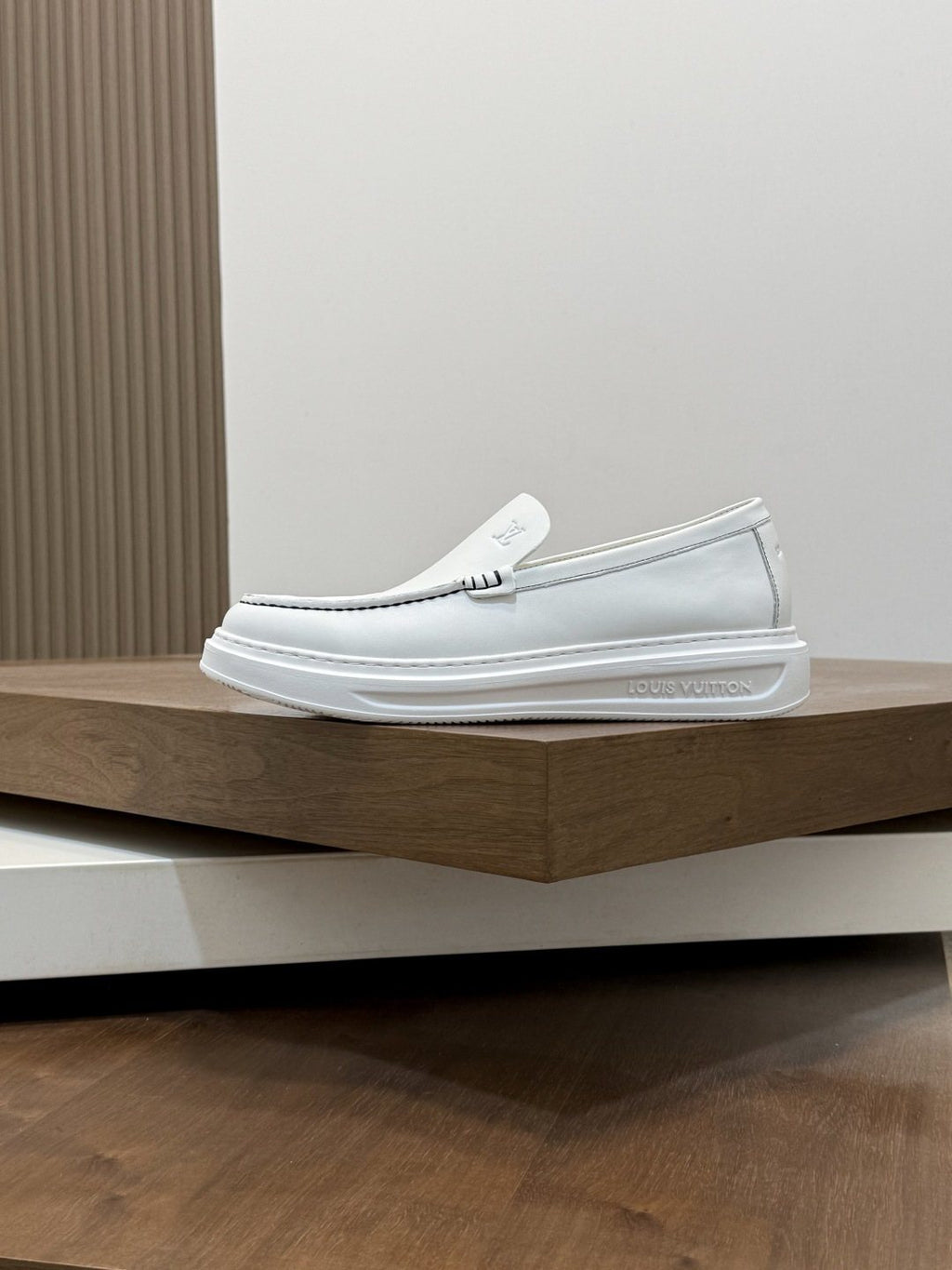 Louis Vuitton Contrast-Stitched Slip-On Sneakers — side