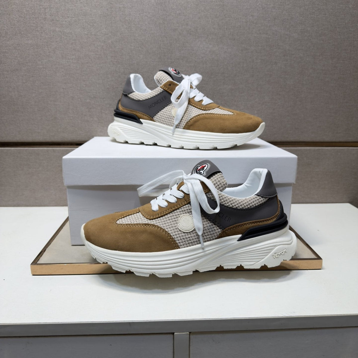 Moncler Light Gray & Navy Sneakers — model