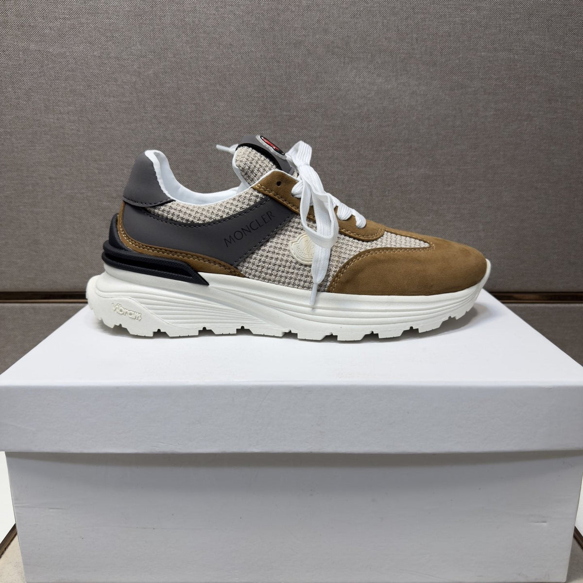 Moncler Light Gray & Navy Sneakers — front