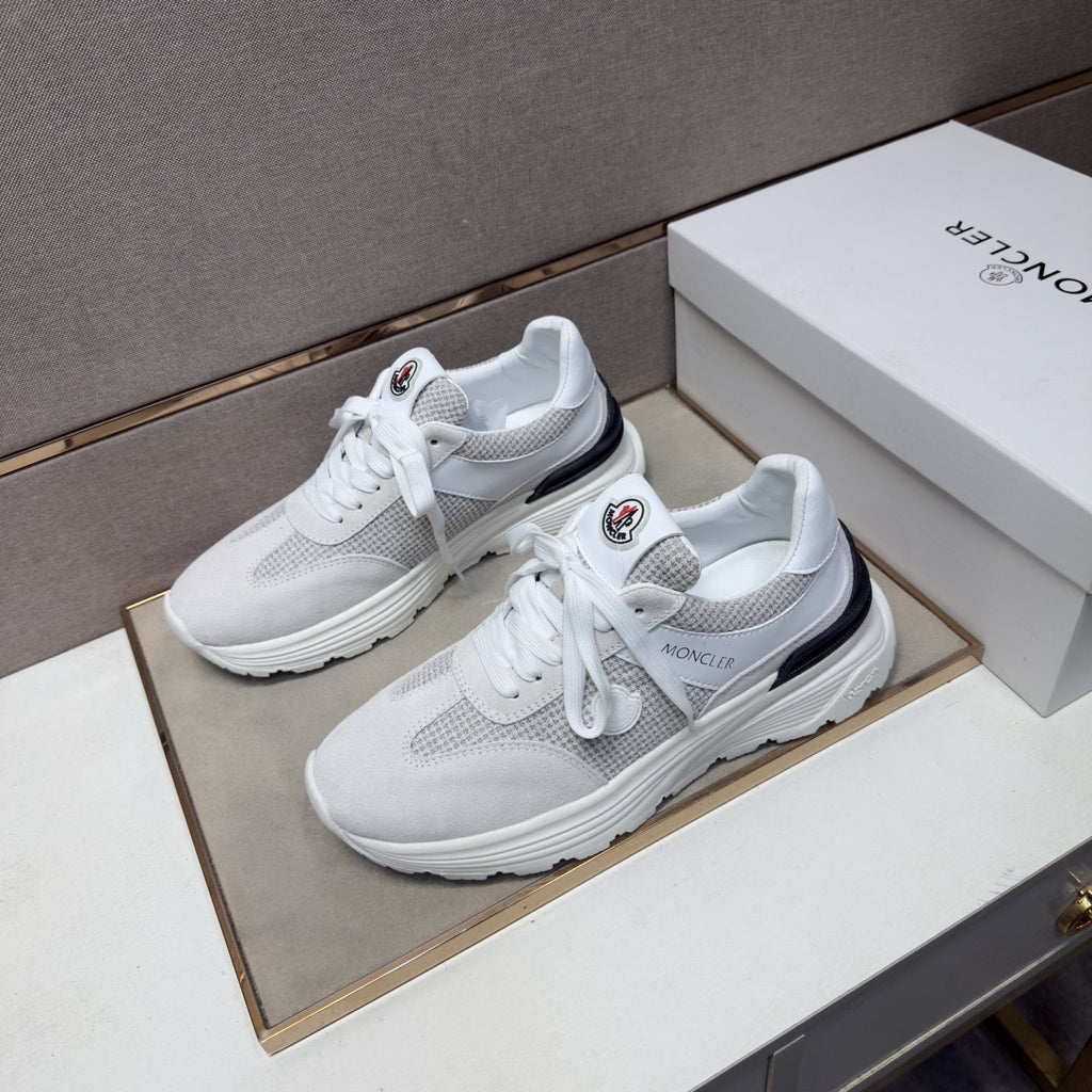 Moncler Light Gray & Navy Sneakers — front