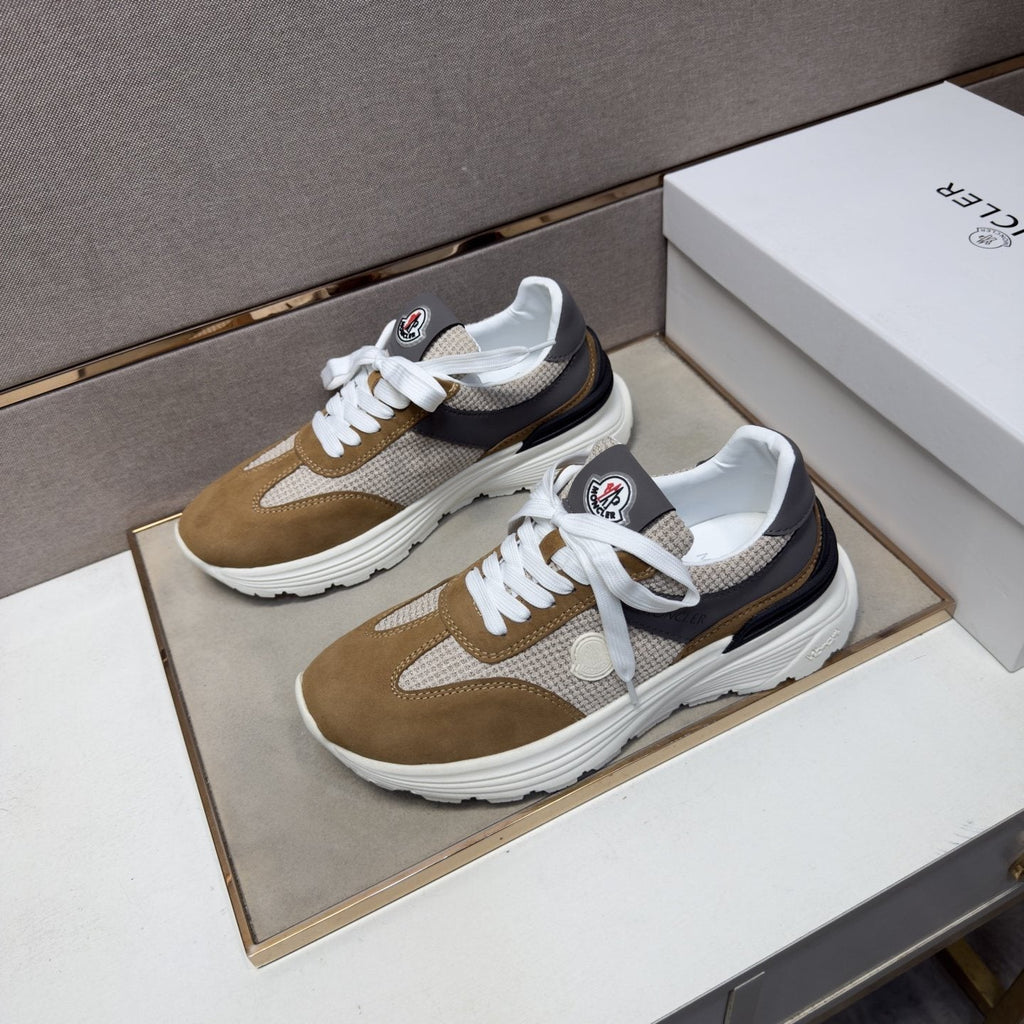 Moncler Light Gray & Navy Sneakers — side