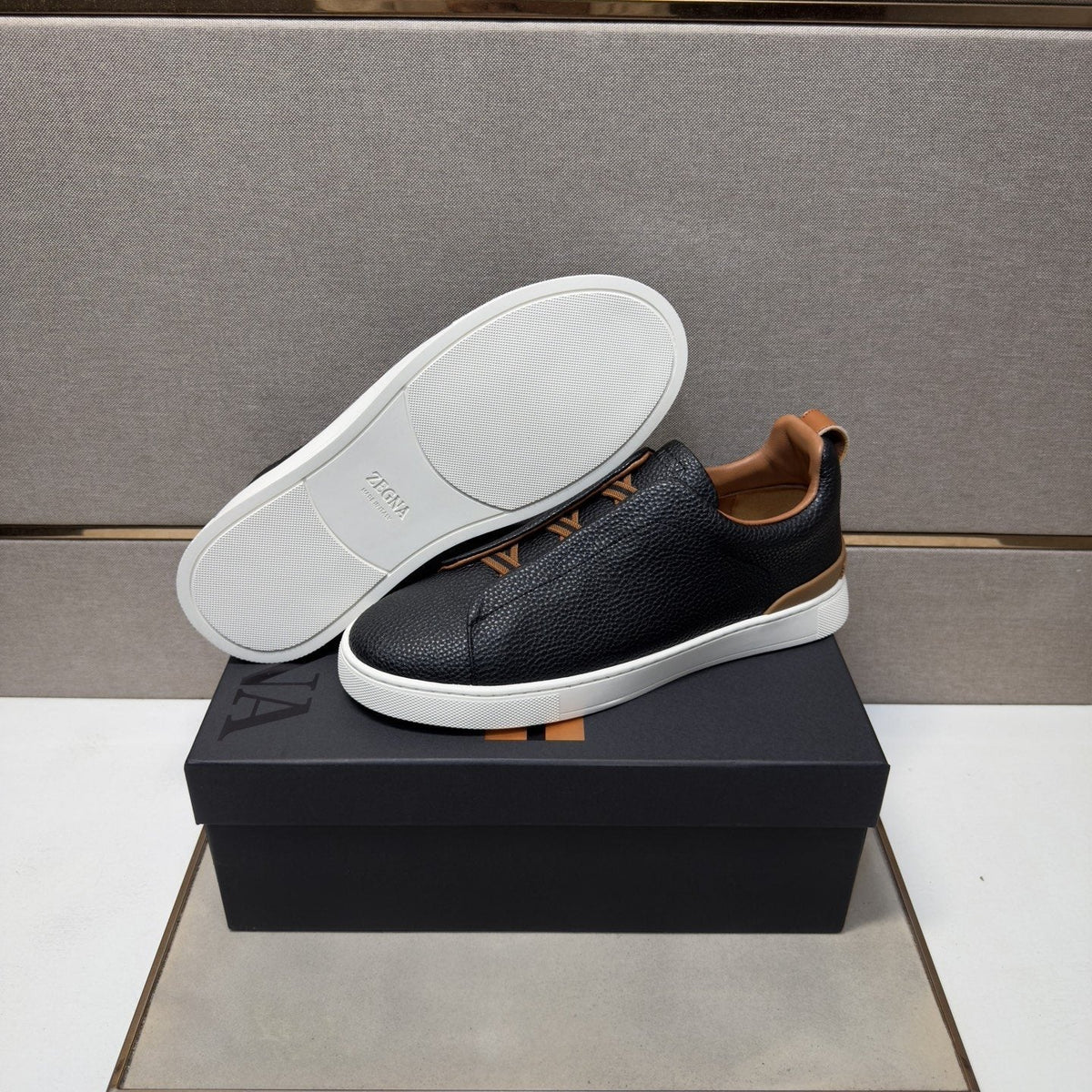 ZEGNA Textured Low-Top Sneakers — back