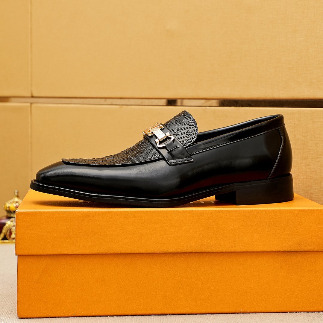 Louis Vuitton Embossed Buckle Loafers — side
