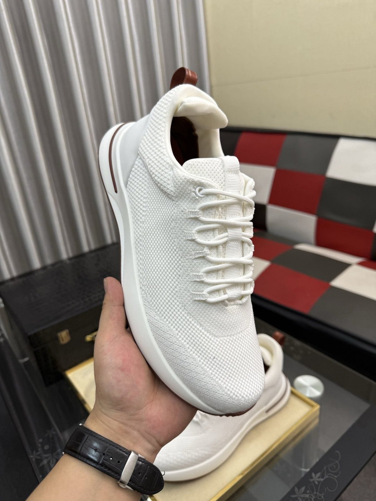 Knit Lace-Up Sneakers — model