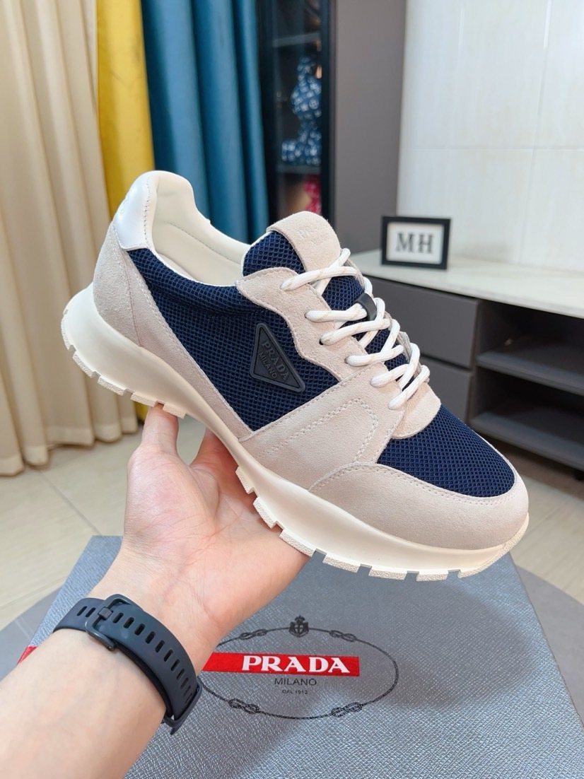 Prada Mesh Panel Lug Sole Sneakers — side
