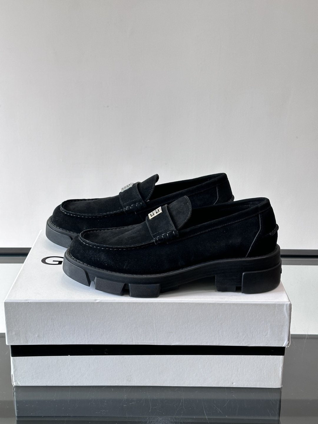 Givenchy Suede Lug-Sole Loafers — side