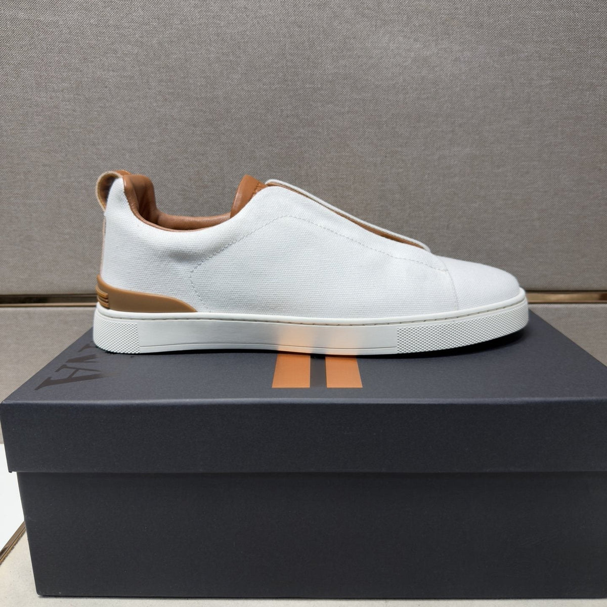 Zegna Tan Accent Low-Top Sneakers — side