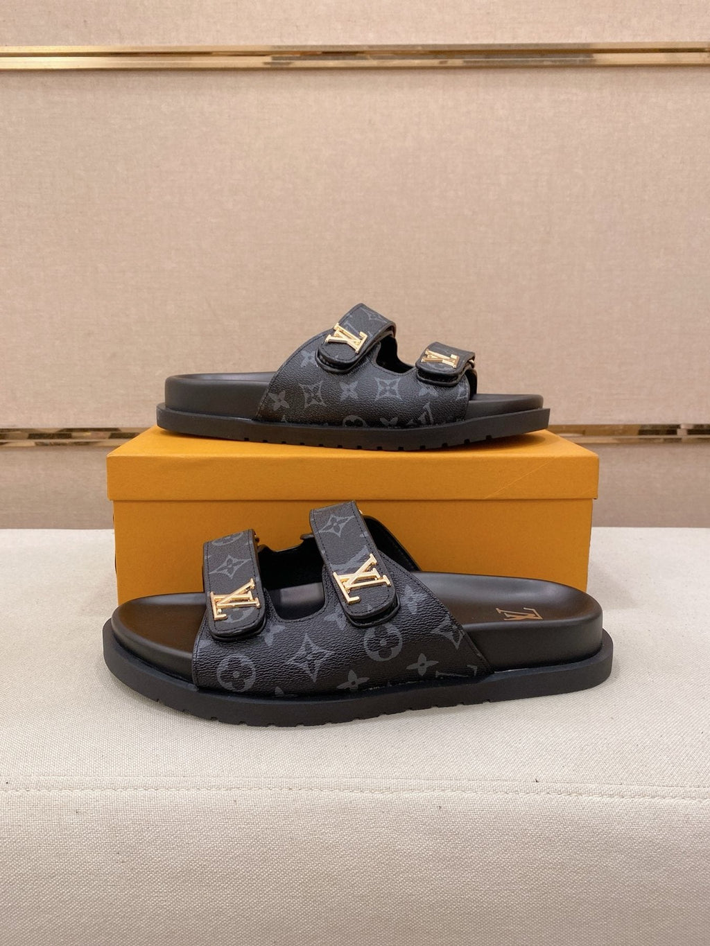 Louis Vuitton Double-Strap Slide Sandals — front
