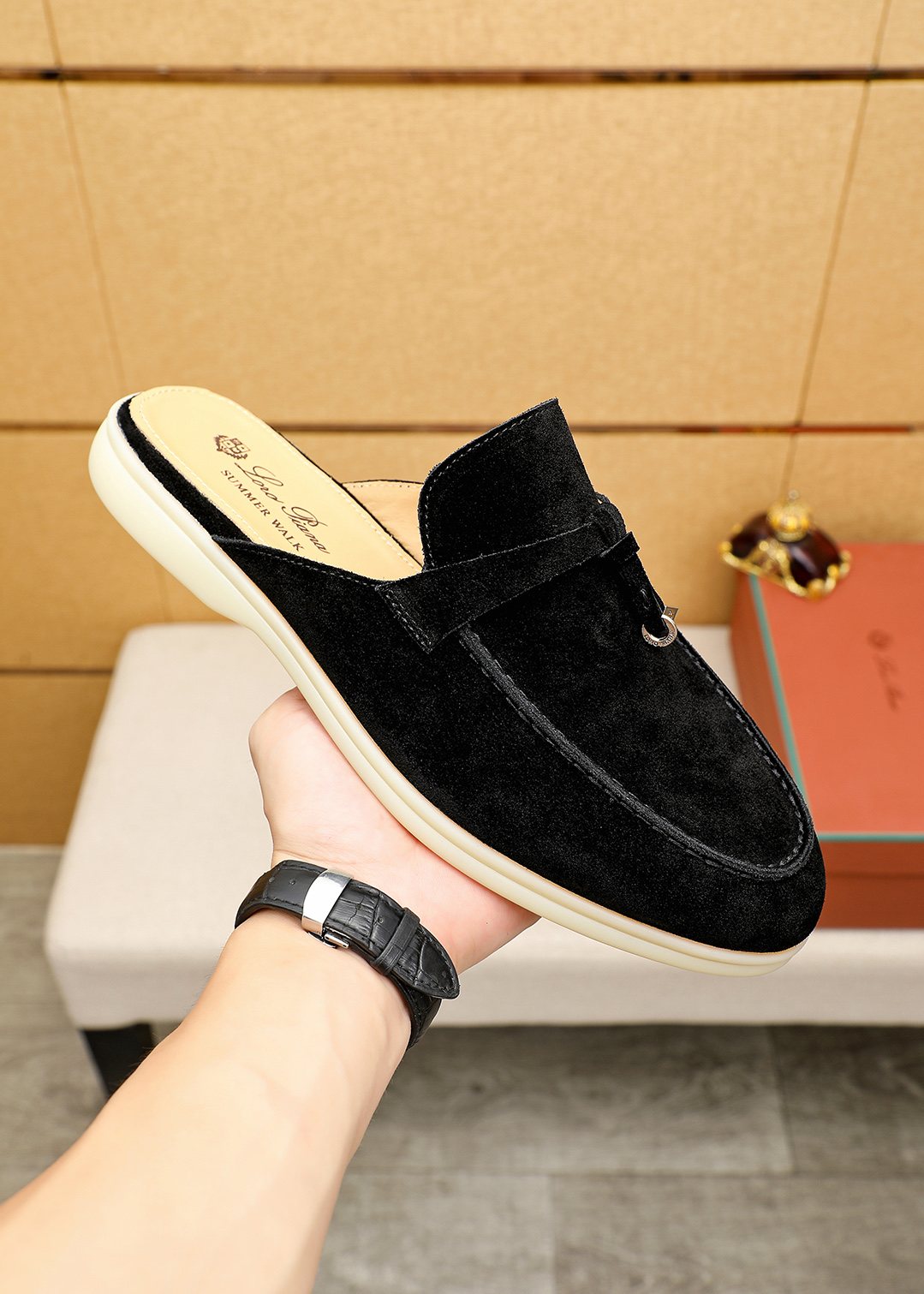 Loro Piana Tassel Backless Loafers — side