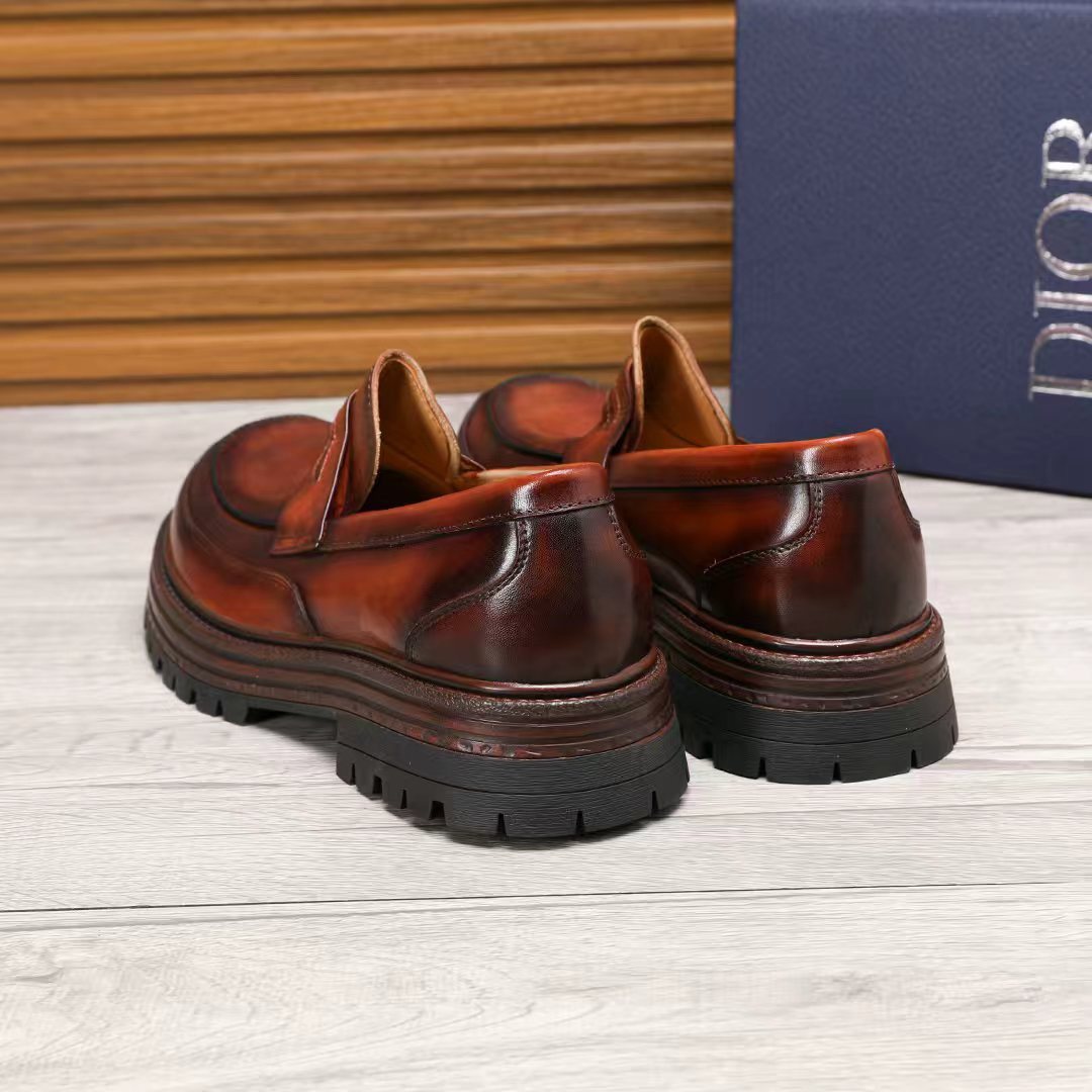 Dior Leather Moc-Toe Loafers — back