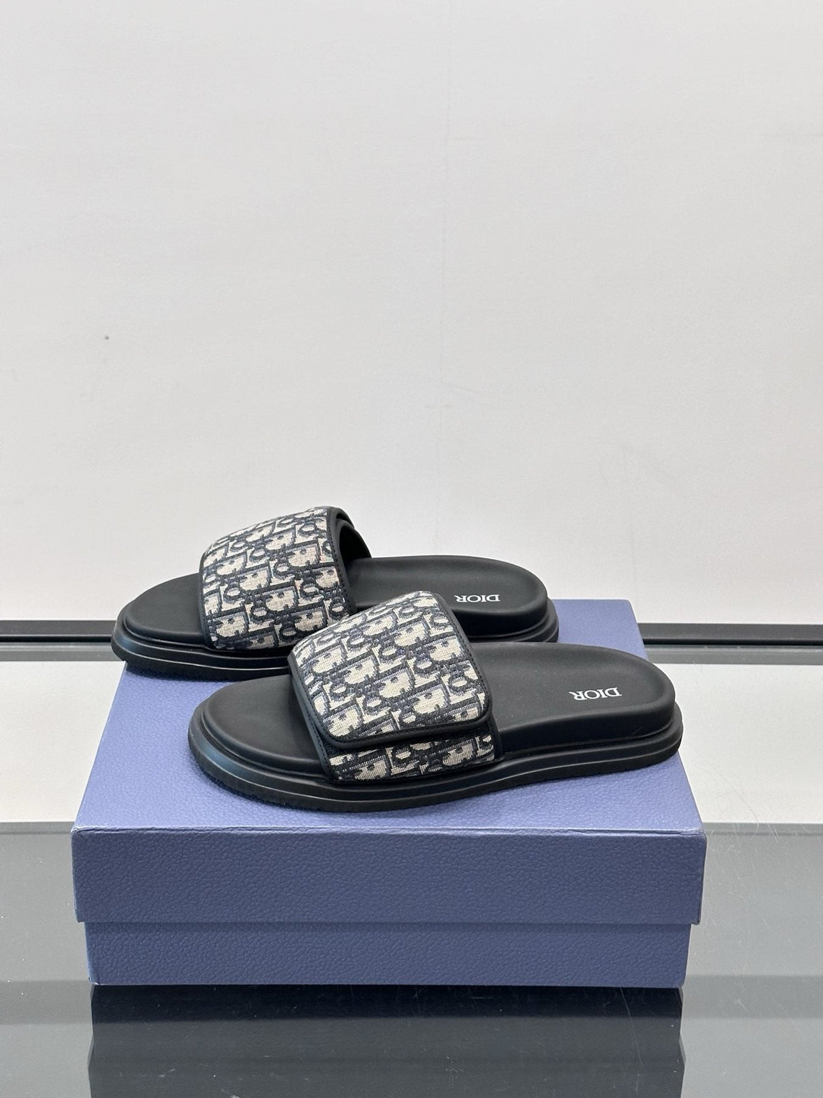 Dior Patterned Strap Slide Sandals — side