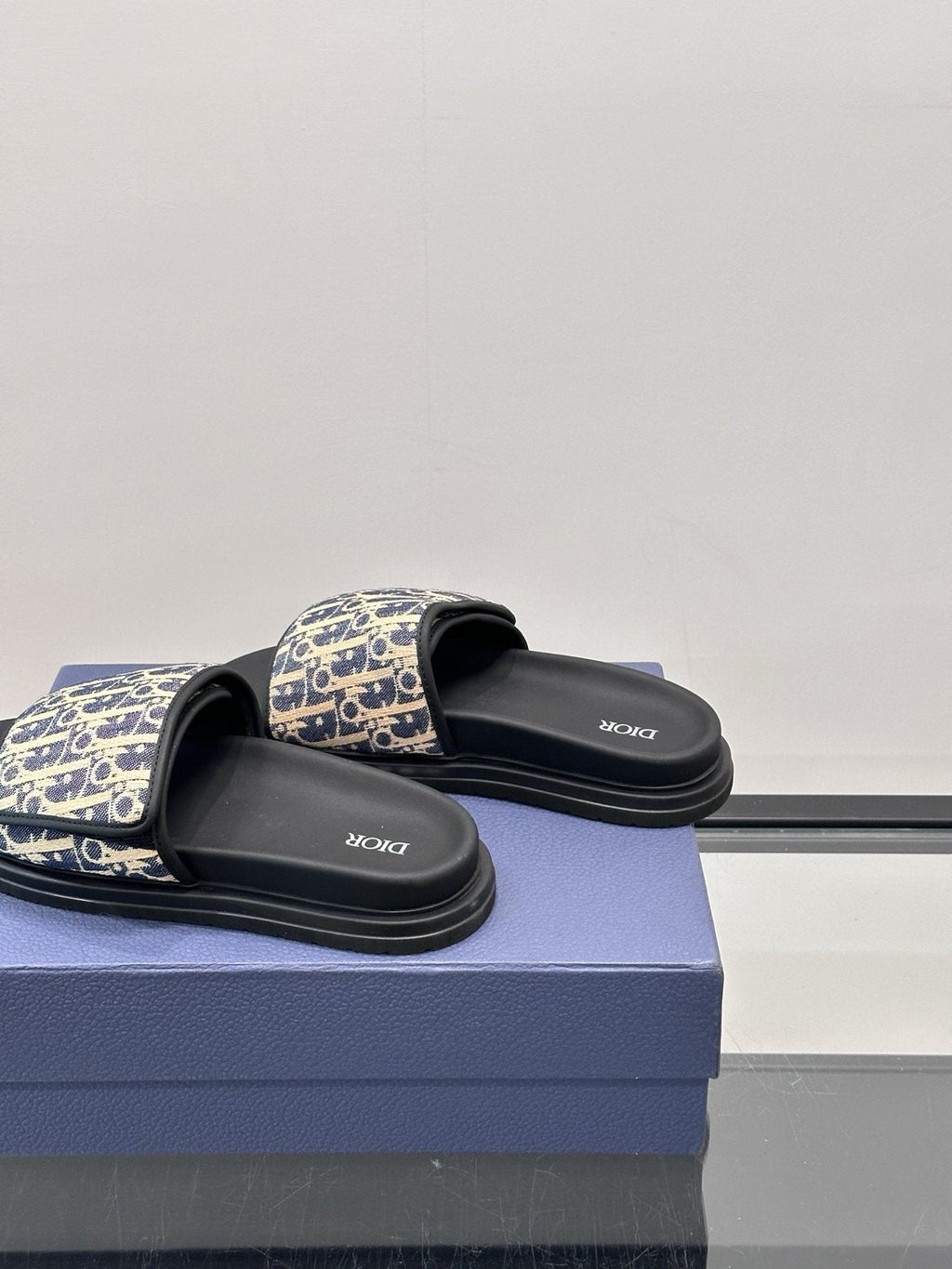 Dior Patterned Strap Slide Sandals — side