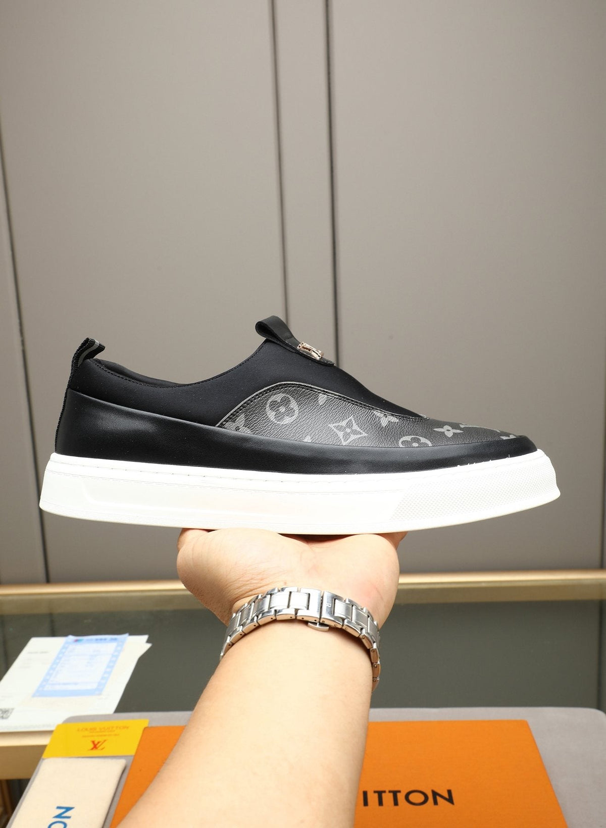 Louis Vuitton Monogram Slip-On Sneakers — front