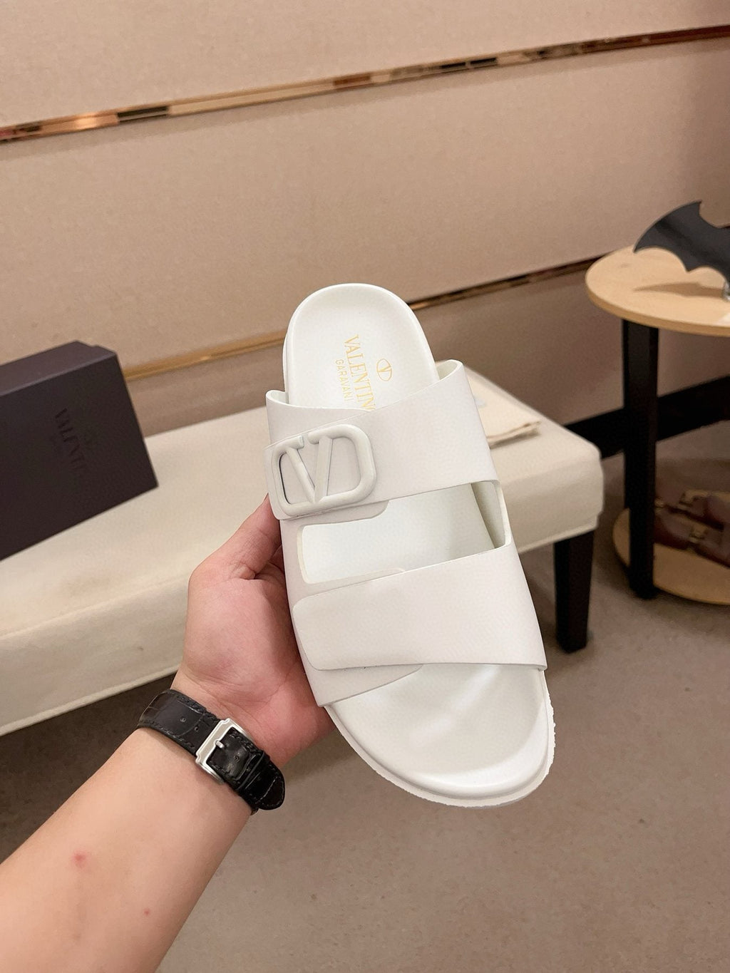 Valentino V Logo Slide Sandals — front