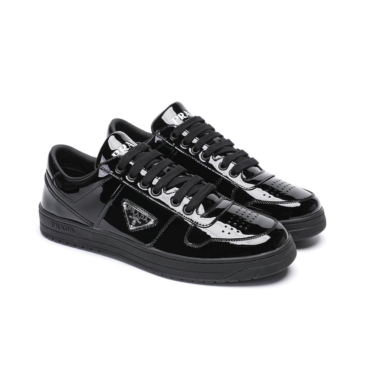 Prada Triangle Plaque Low-Top Sneakers — front