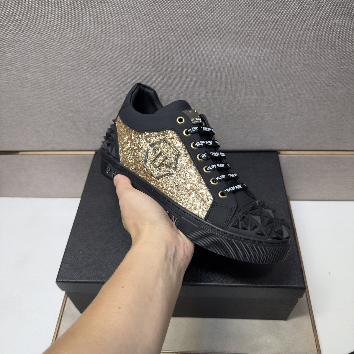 Philipp Plein Textured Logo High-Top Sneakers — model