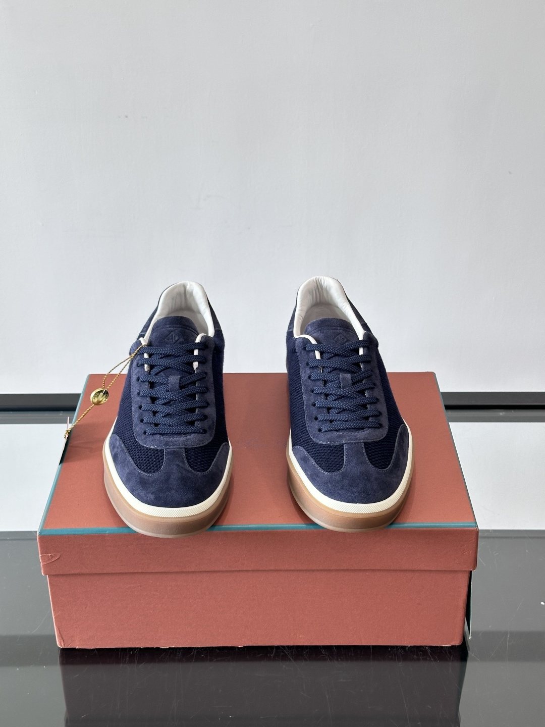 Loro Piana Black Cream Sole Sneakers — front
