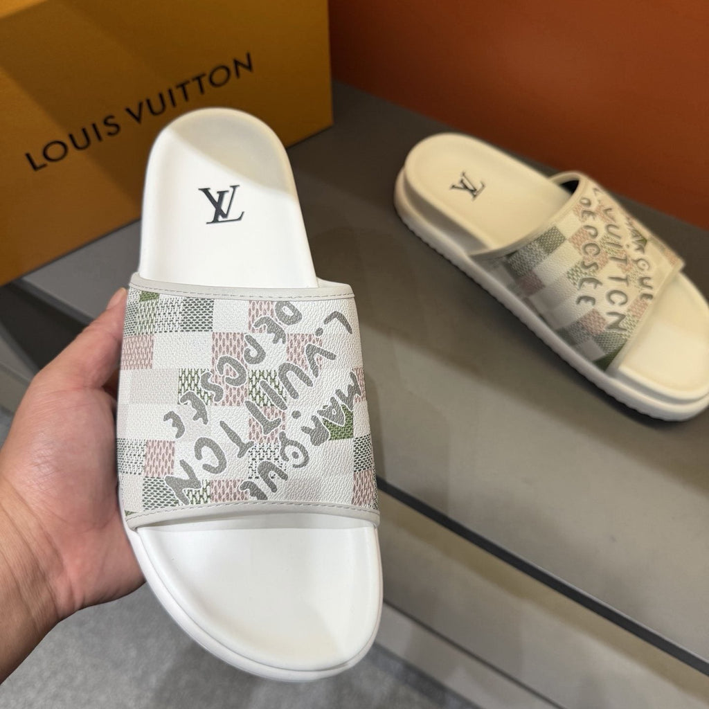 Louis Vuitton Graphic Strap Slide Sandals — front
