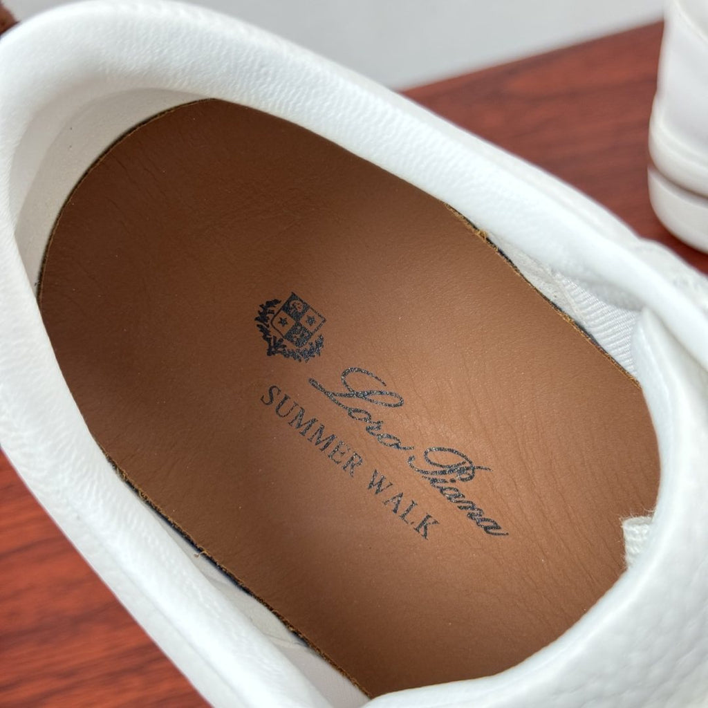 Loro Piana Textured Leather Mesh Low-Top Sneakers — detail