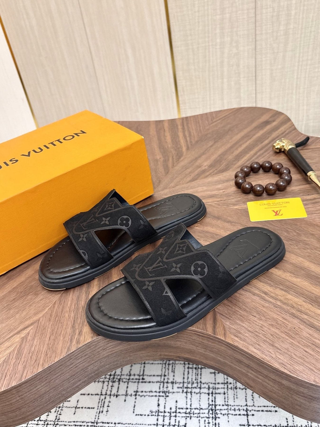 Louis Vuitton Monogram Slide Sandals — front