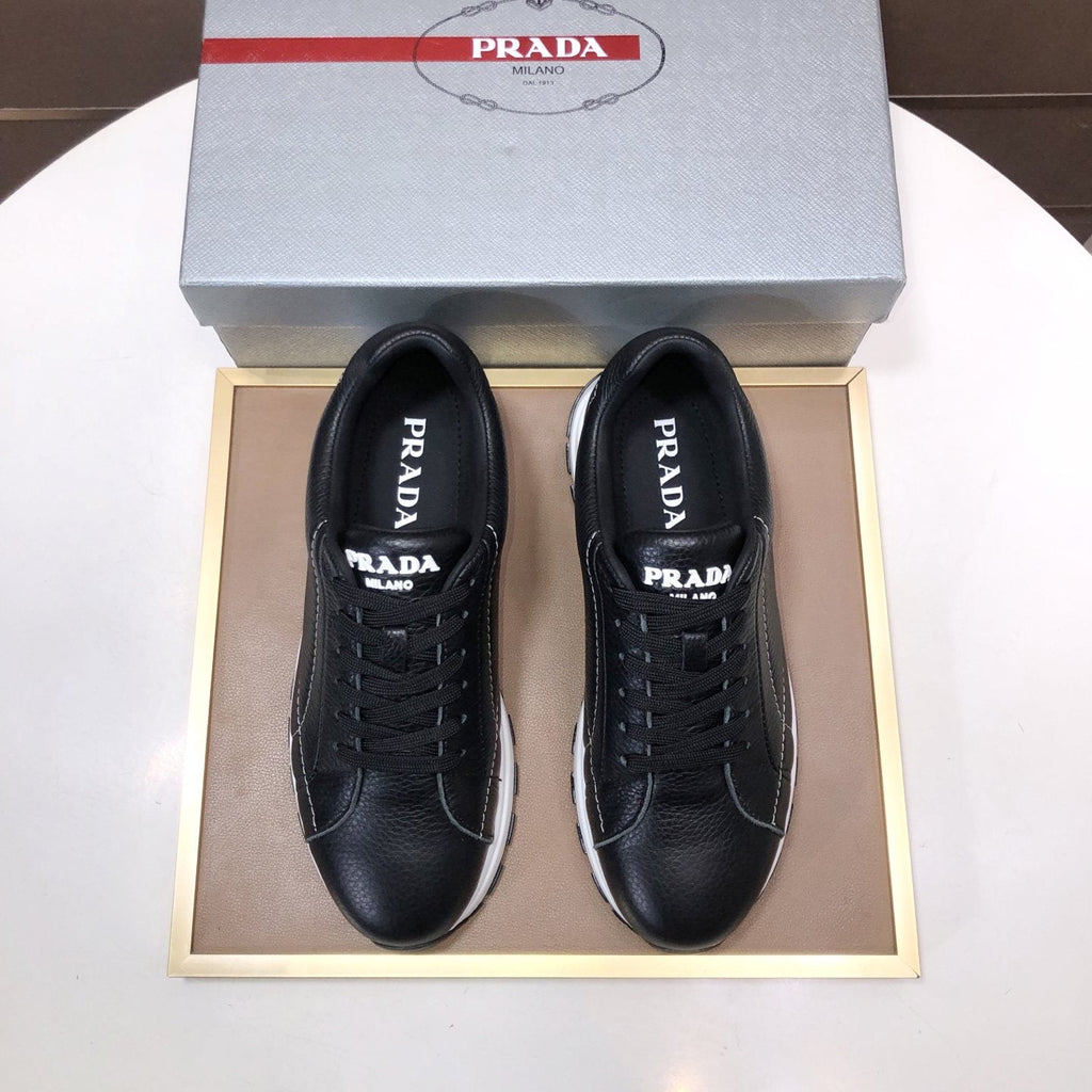 PRADA Black Quilted Low-Top Sneakers — front