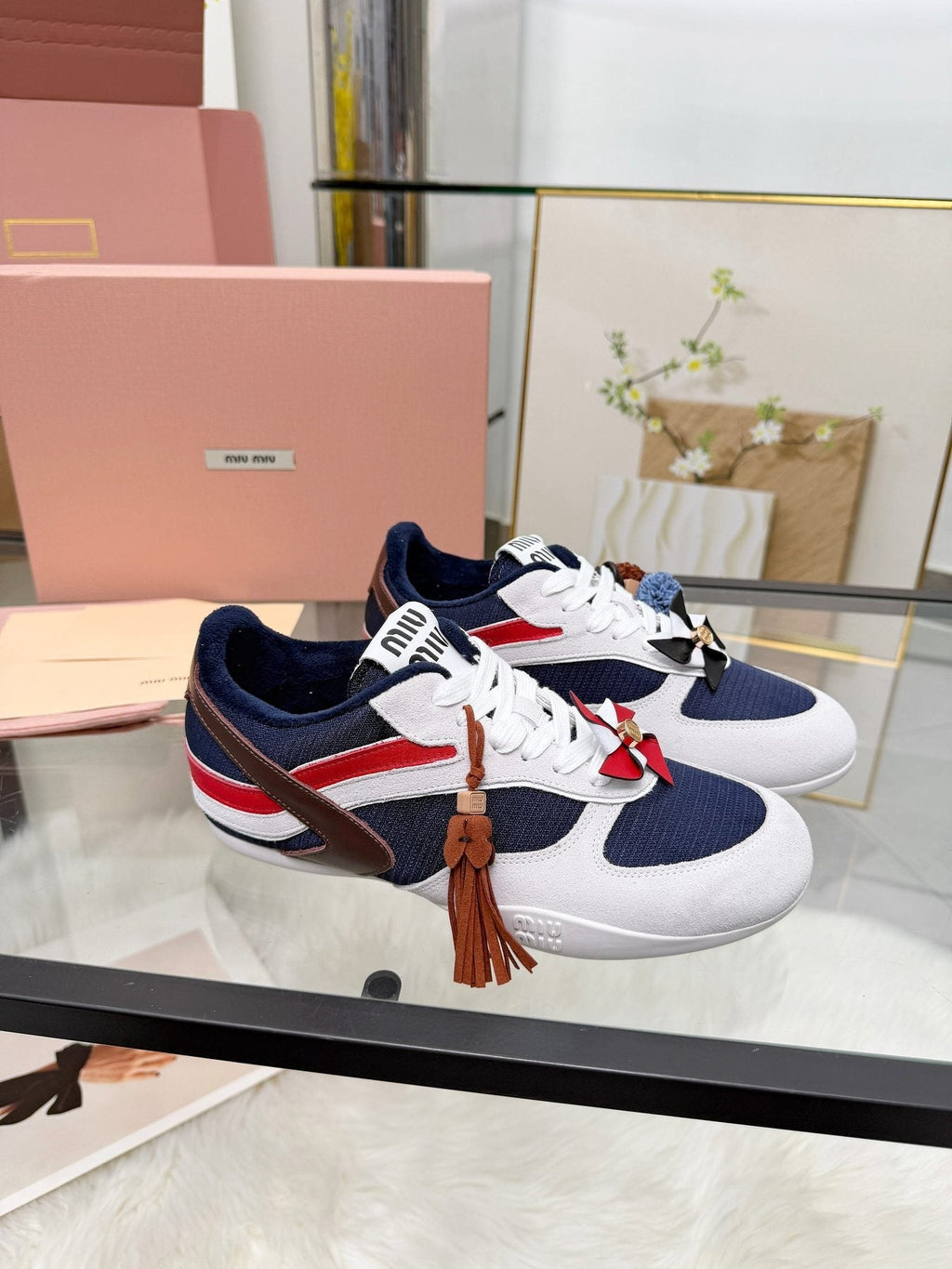 Miu Miu Floral Charm Sneakers — side