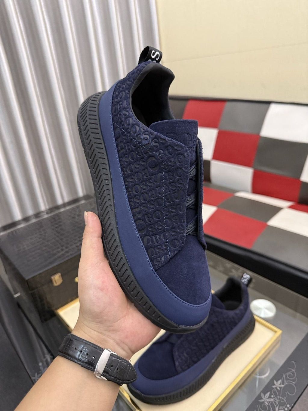 BOSS Textured Slip-On Sneakers — side