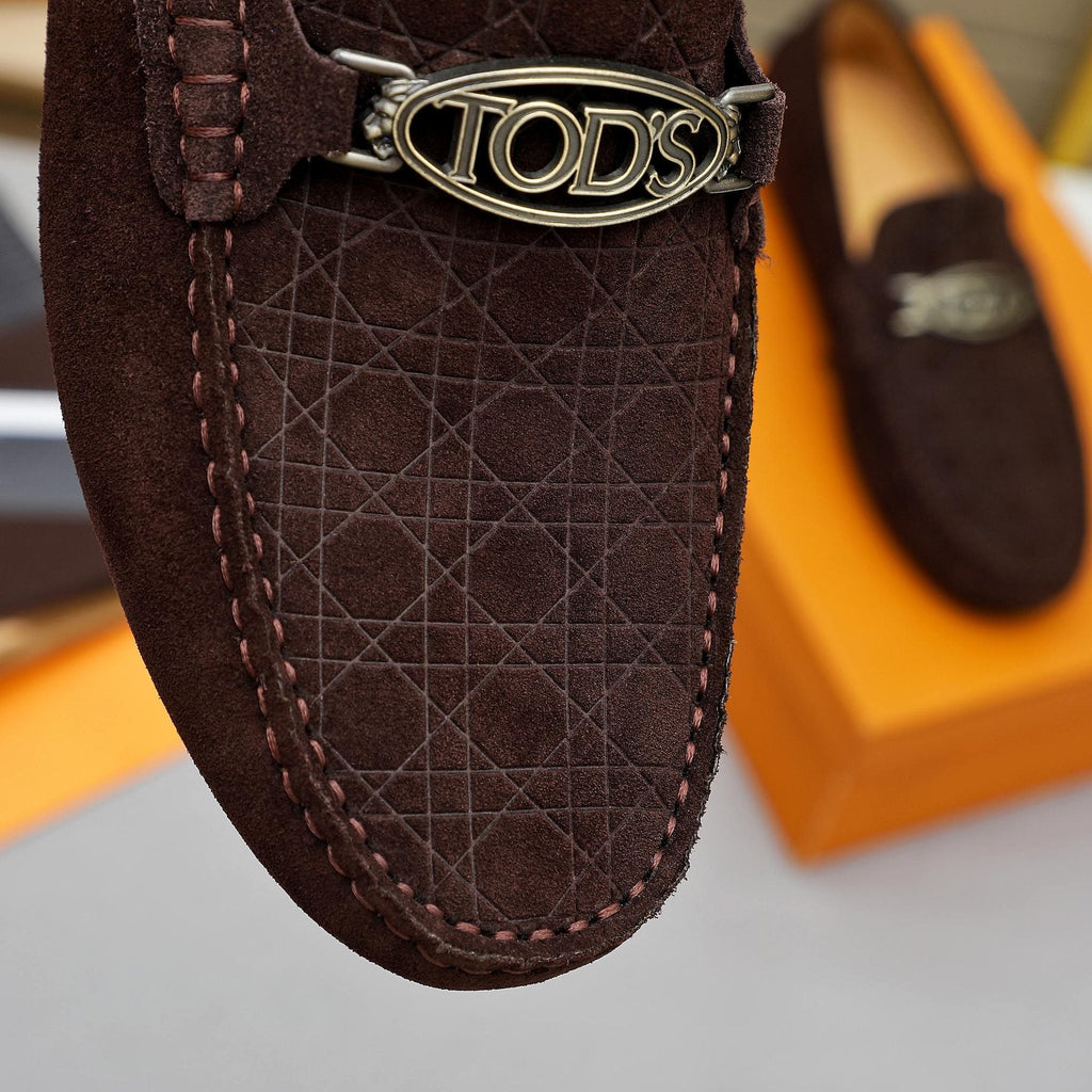 TOD'S Suede Metal-Hardware Loafers — detail