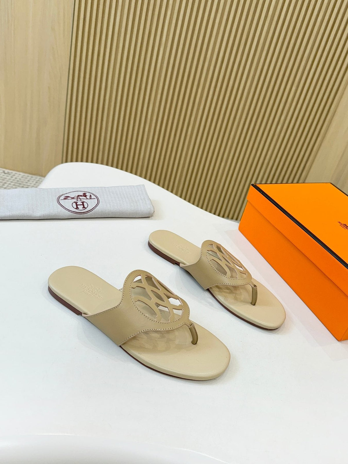 Hermès Cutout Strap Slide Sandals — side