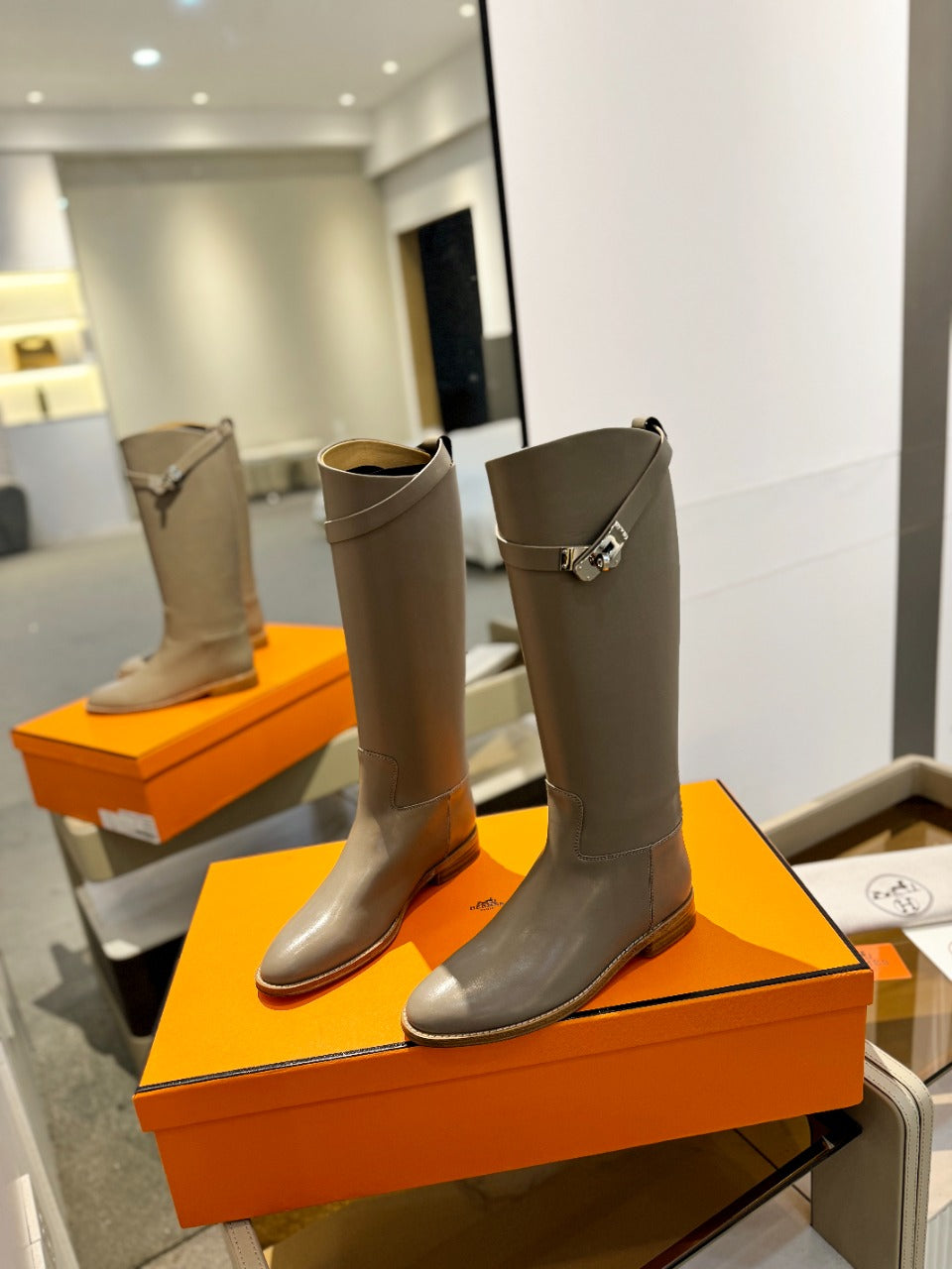 Hermes Stivali Jumping in Peanut Brown Calfskin