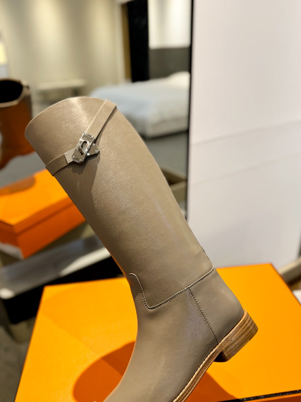 Hermes Stivali Jumping in Peanut Brown Calfskin
