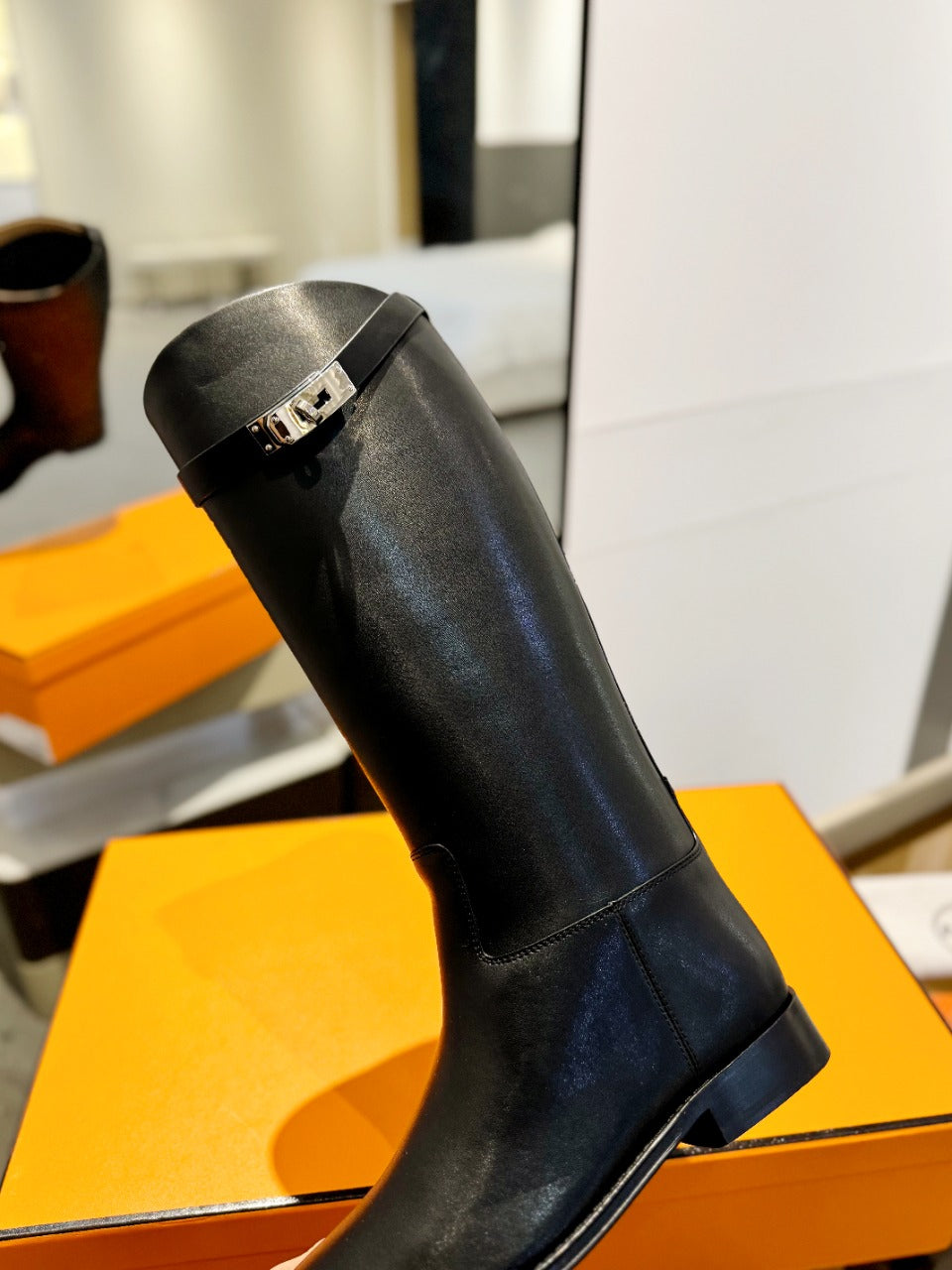 Hermes Stivali Jumping in Black Calfskin