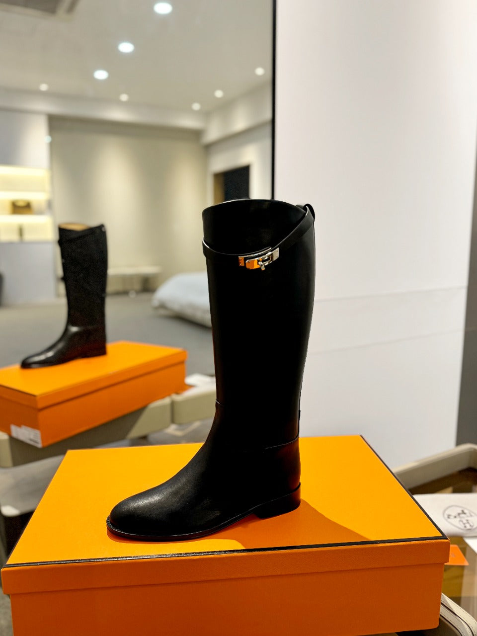 Hermes Stivali Jumping in Black Calfskin