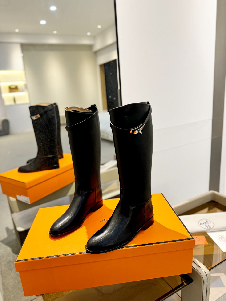 Hermes Stivali Jumping in Black Calfskin