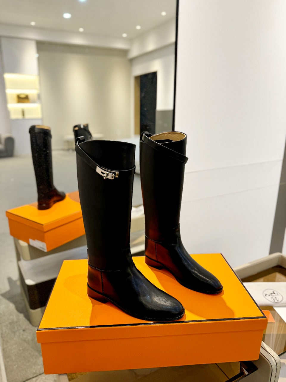 Hermes Stivali Jumping in Black Calfskin