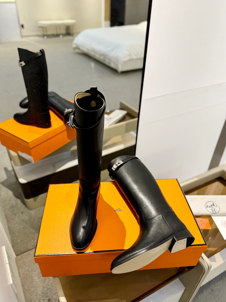 Hermes Stivali Jumping in Black Calfskin